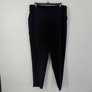 Eileen Fisher 100% Tencel Pant Black Womens Size Medium Pull On Tapered‎ Leg